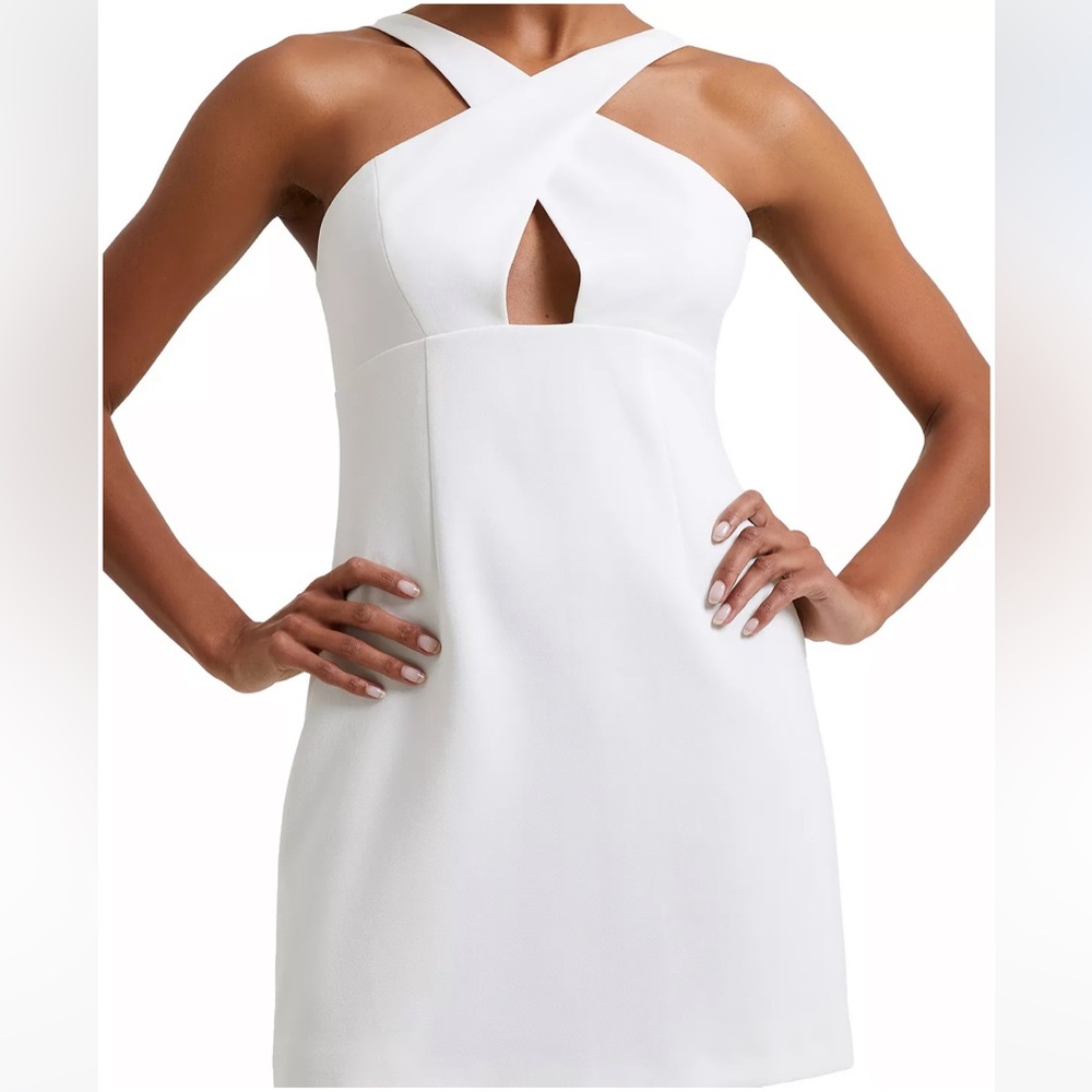French Connection Whisper Ruth Crossover-Neck Keyhole Dress